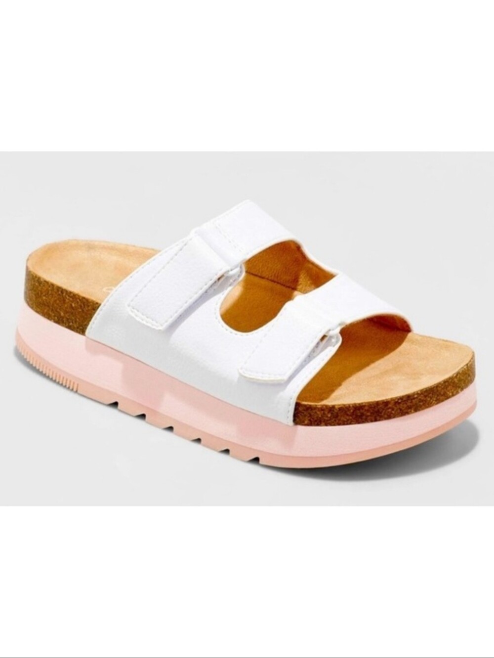 Cat & Jack Claire Slip On Footbed Platform Sandals White & Pink Size 1